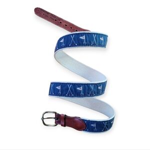 Leatherman Golf Belt Leather & Cotton Web blue 42